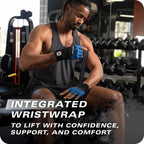 Harbinger Training Grip Wrist Wrap Gloves - Enhanced Grip & Wrist Support, Breathable Lycra Back, Padded Leather Palm, Half-Fing