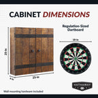 Hathaway Drifter Solid Wood Dartboard & Cabinet Set, Rustic Oak, 6'' L W X 25'' H