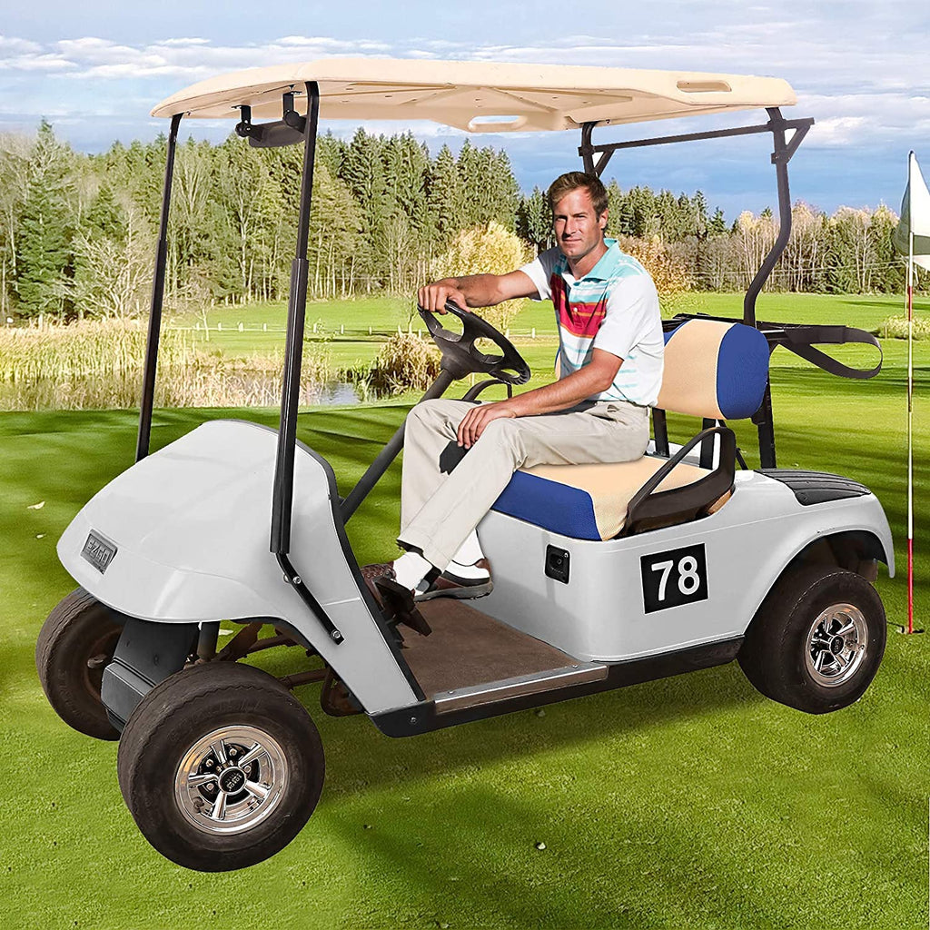 10L0L Golf Cart Seat Covers For Ezgo Txt Rxv & Club Car Ds 2000-Up, Breathable Air Mesh Fabric Washable - Beige Blue