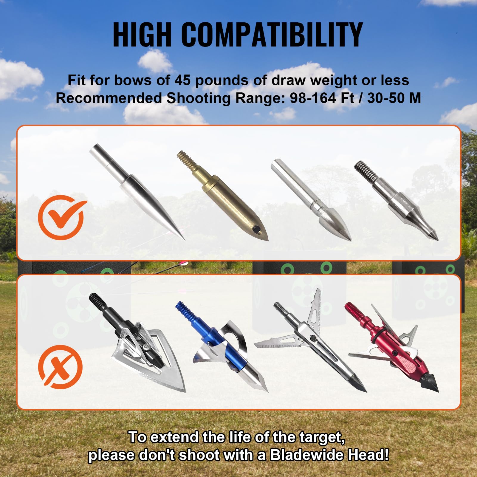 Vevor Archery Target, 16''X18'' All-Side Shotting Archery Arrow Target, Outdoor Portable Archery Target With Carry Handle, Easy