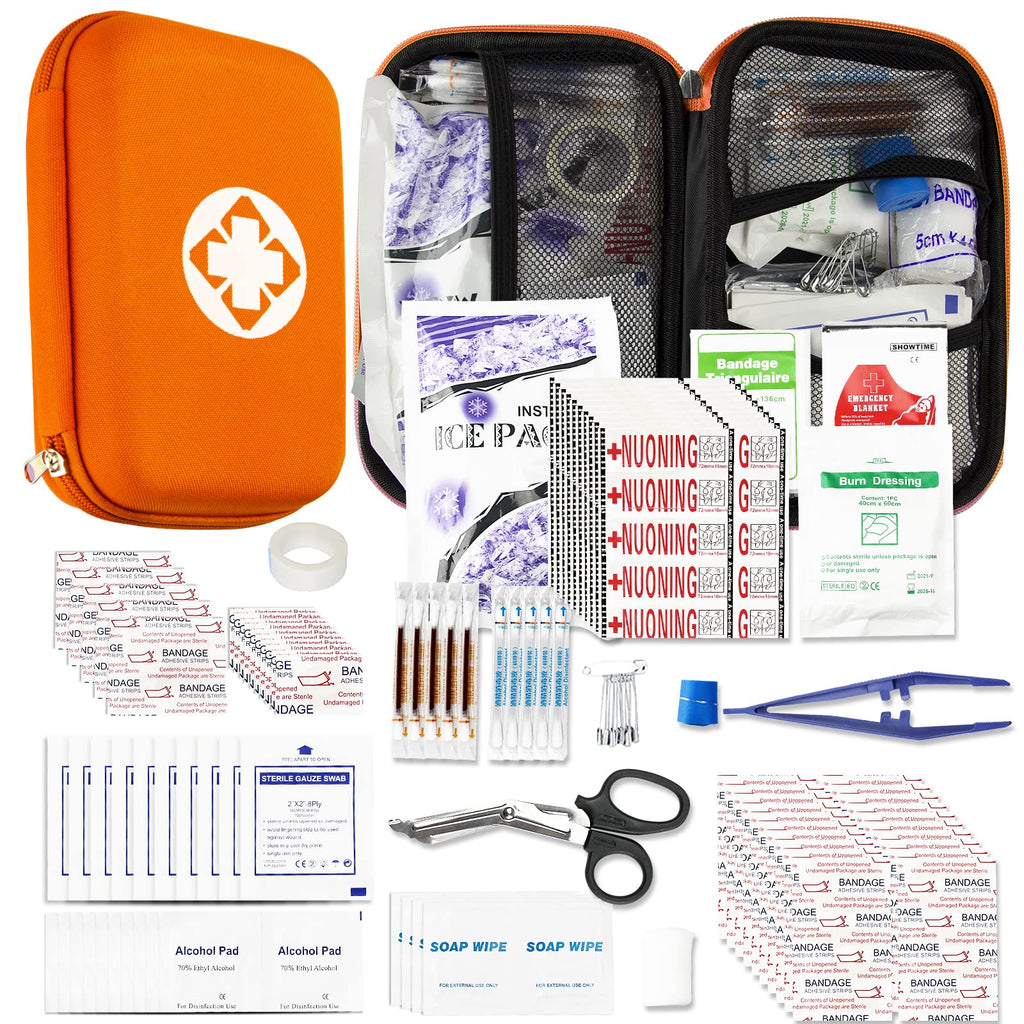 First Aid Kit Emergency Kit Camping Essentials Car-Home Orange First-Aid Bag - 277 Piece Emergency Supplies Hiking First Aid Kit