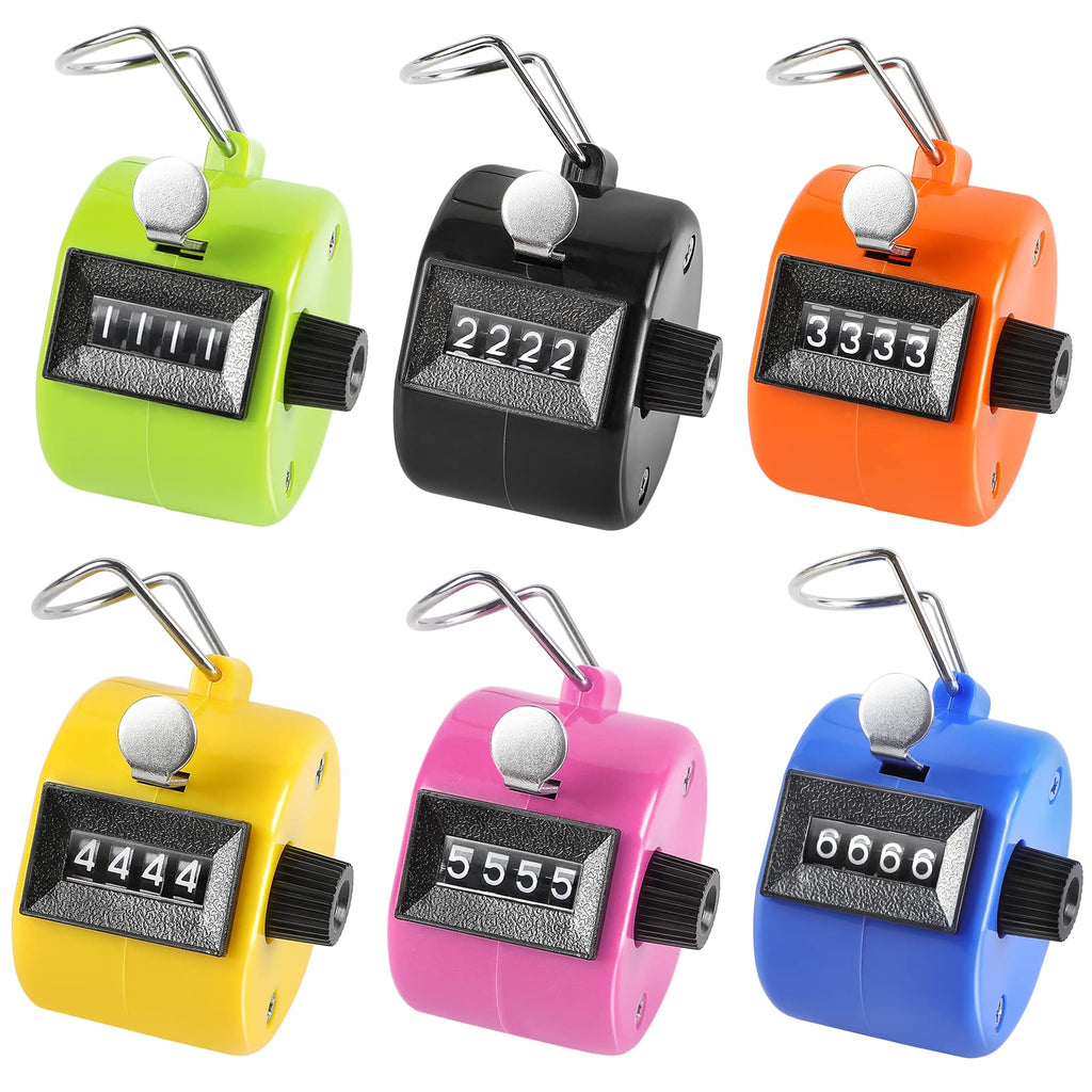 Ktrio Pack Of 6 Colors Handheld Tally Counter 4-Digit Number Count Clicker Counter, Hand Mechanical Counters Clickers Pitch Coun