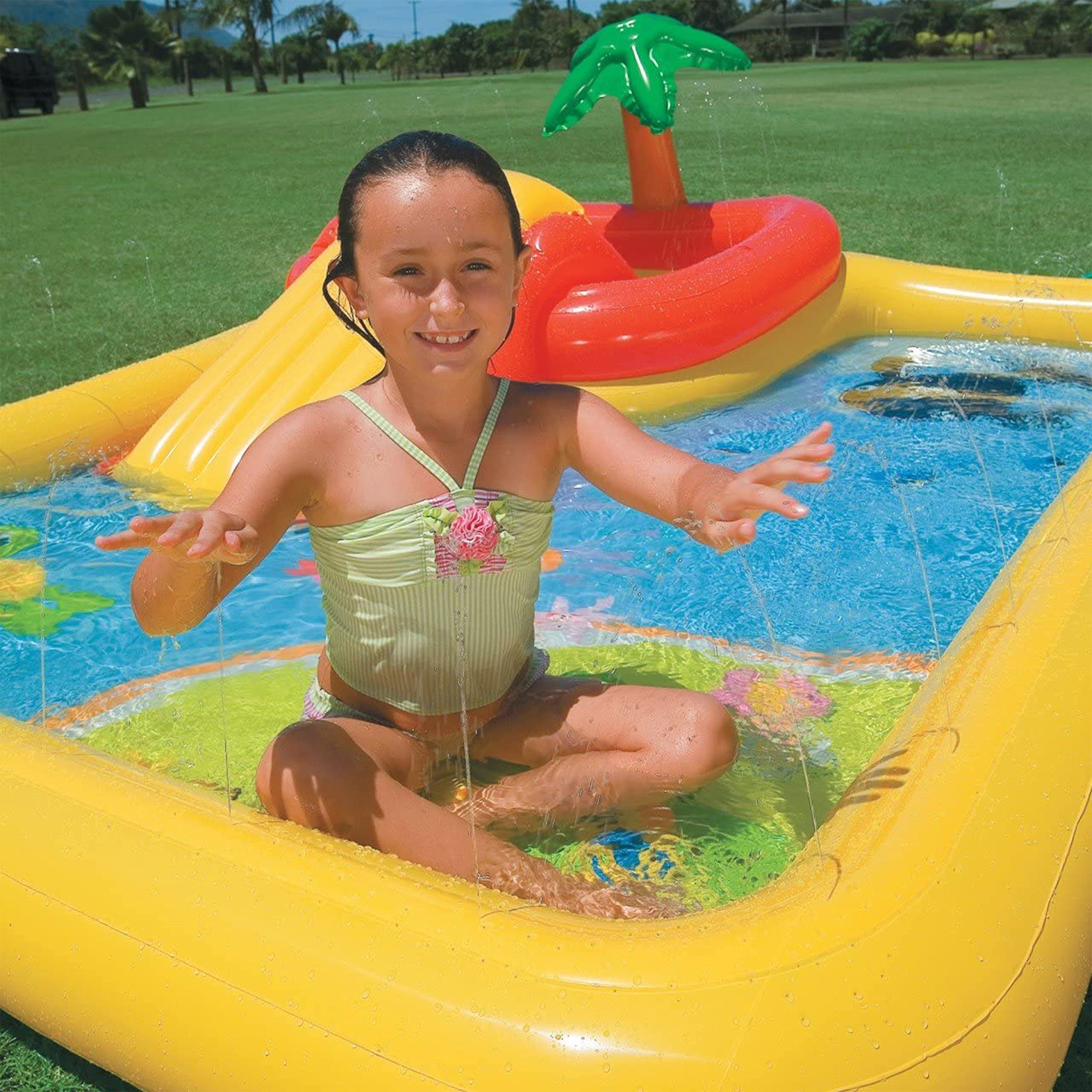 Intex 57454Ep 100-Inch X 77-Inch Inflatable Ocean Children'S Play Center Outdoor Backyard Kiddie Pool And Game Set