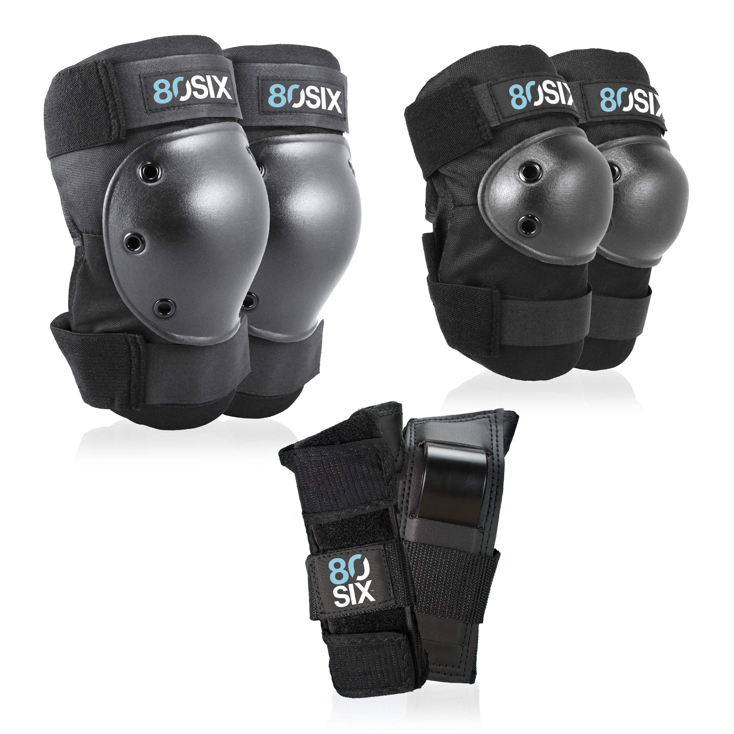 80Six Pad Set With Wristguards, Elbow Pads, And Knee Pads For Kids, Black, Junior - Ages 5+