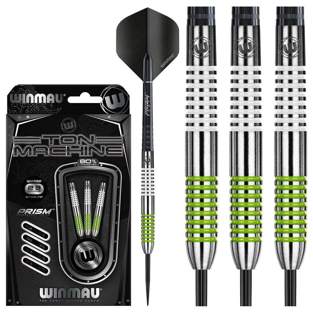 Winmau Ton Machine 23G Tungsten Darts With Prism Flights And Shafts (Stems)
