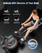 Yosuda Water Rowing Machines With Bluetooth-Water Rowers 350Lbs Weight Capacity For Home Use With Smooth Aluminum Dual Slide Rai