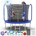 Lyromix Upgraded 8FT Trampoline for Kids and Adults, Large Outdoor Trampoline with Basketball,Stakes, Light, Sprinkler,Basketbal