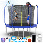 Lyromix Upgraded 8FT Trampoline for Kids and Adults, Large Outdoor Trampoline with Basketball,Stakes, Light, Sprinkler,Basketbal