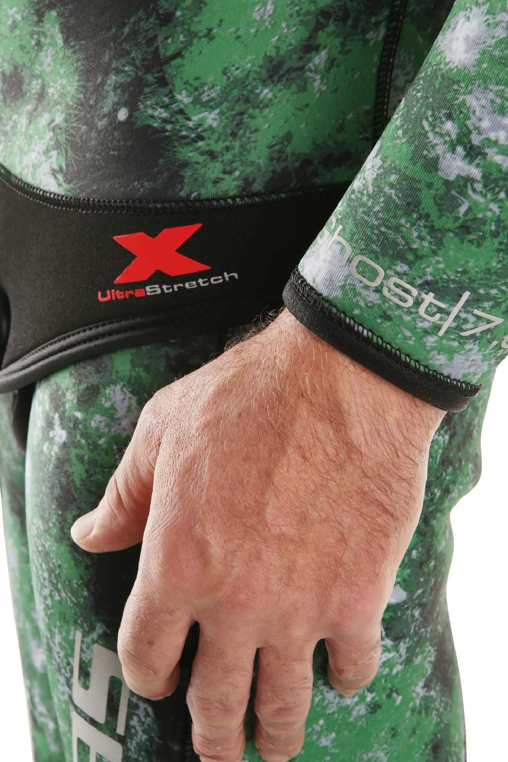 Seac Ghost, Jacket In 7 Mm Ultrastretch Neoprene With Incorporated Hood For Freediving And Spearfishing, Camo Green, Large