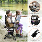 Goplus Swivel Camping Chair, Portable Hunting Chair For Adults W/Cup Holder & Carrying Bag, Folding 360-Degree Free Rotation Law