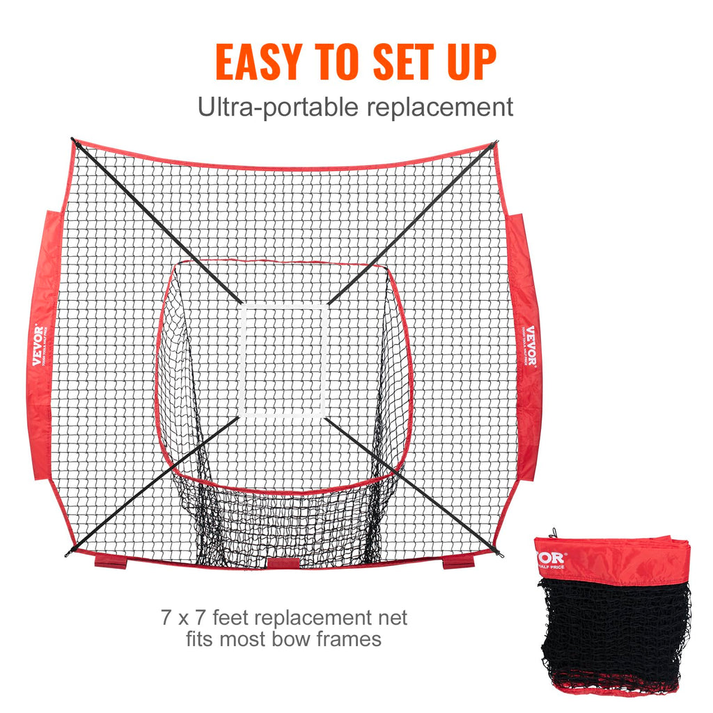 Vevor 7X7 Ft Baseball Softball Practice Net, Portable Baseball Training Net For Hitting Batting Catching Pitching, Backstop Base