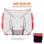 Vevor 7X7 Ft Baseball Softball Practice Net, Portable Baseball Training Net For Hitting Batting Catching Pitching, Backstop Base
