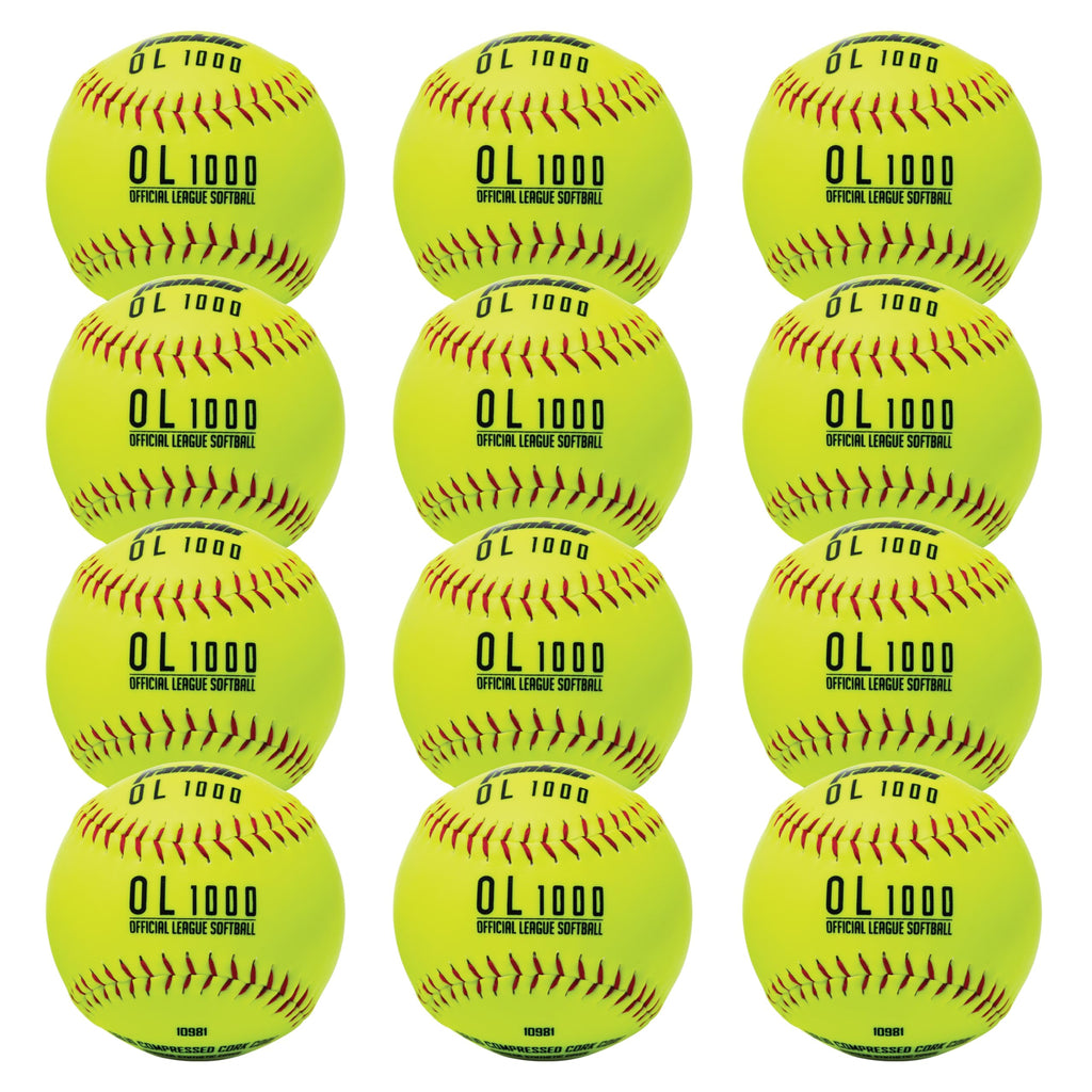 Franklin Sports 12'' Fastpitch Softballs - 12 Pack, Official Size And Weight, Durable Construction, Optic Yellow Cover, Flat Sea
