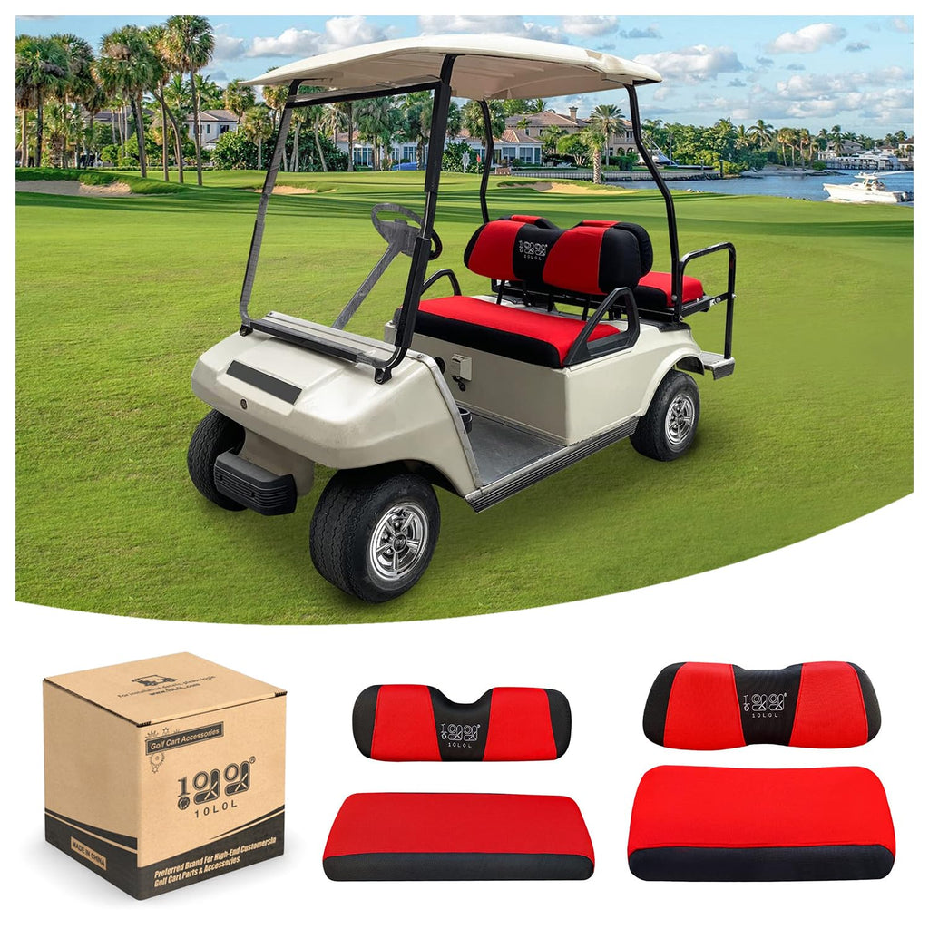 10L0L Golf Cart Front With Rear Seat Cover Set For Ezgo Txt Rxv & Club Car Ds 4 Passenger Models Bench Seat Covers Kit Breathabl