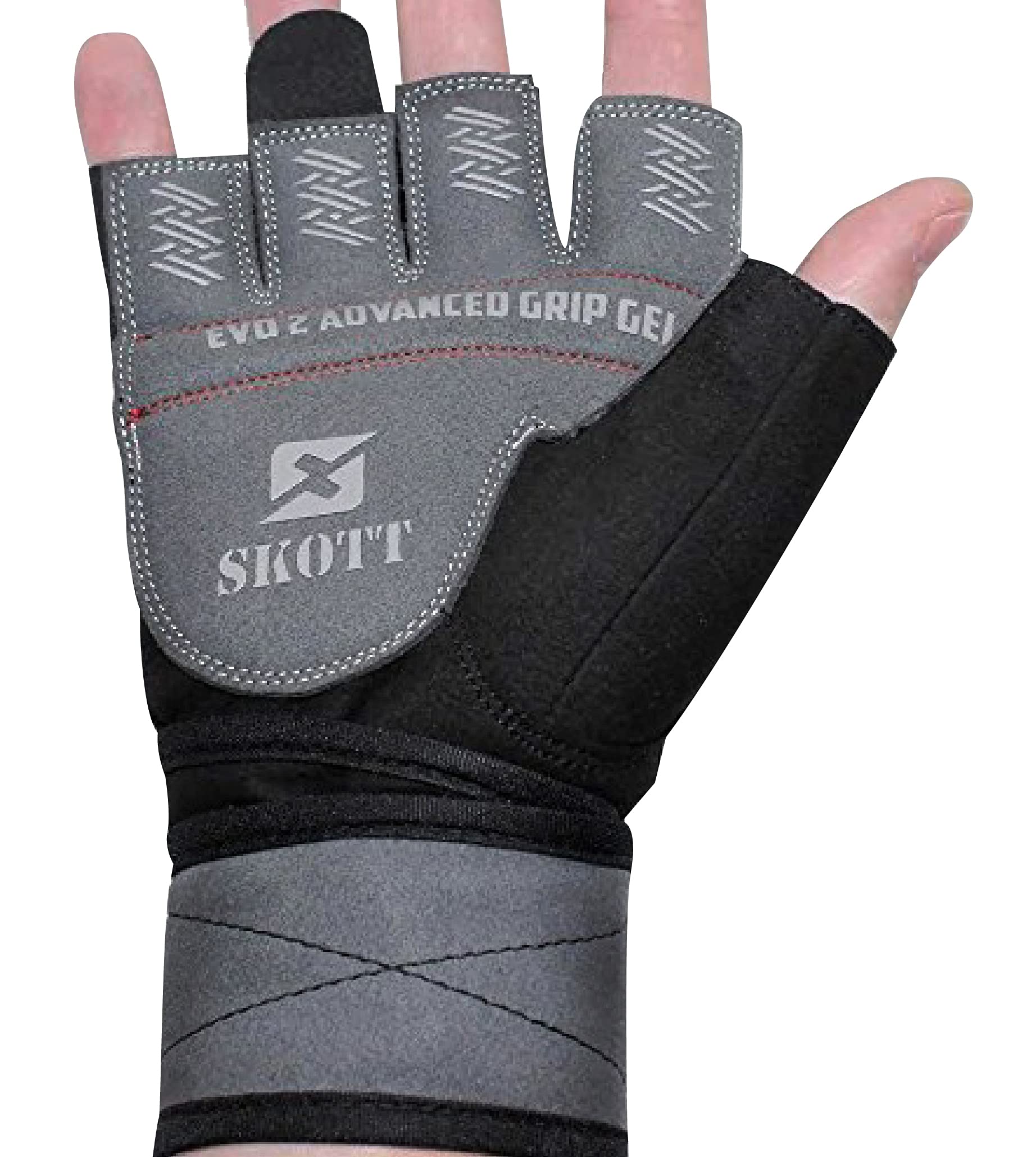 Skott 2019 Evo 2 Weightlifting Gloves With Integrated Wrist Wrap Support-Double Stitching For Extra Durability-Get Ripped With T