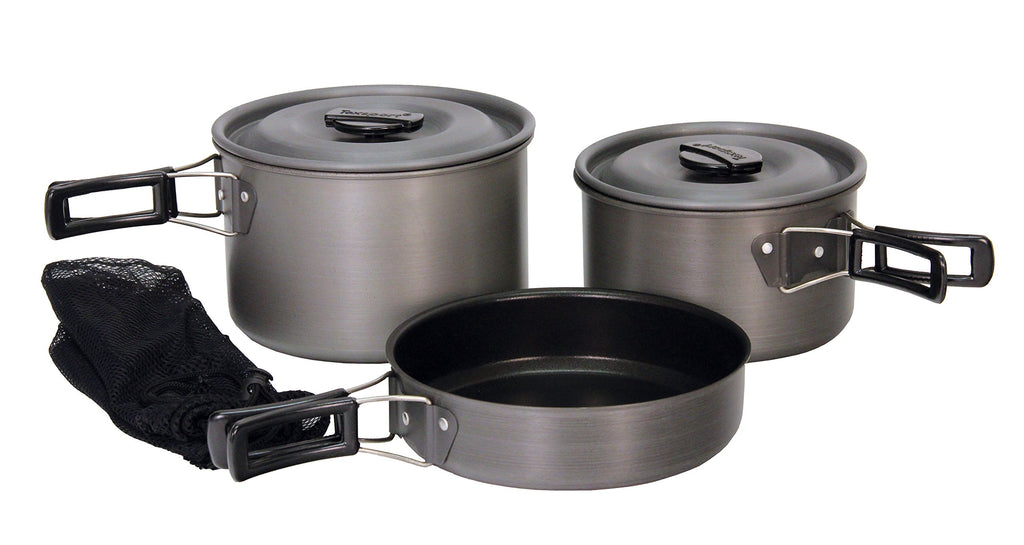 Texsport Black Ice The Scouter 5 Pc Hard Anodized Camping Cookware Outdoor Cook Set With Storage Bag , Small