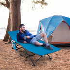 Gymax Camping Cot, 600 Lbs Heavy Duty Sleeping Cot W/Ergonomic Incline Design, 3-In-1 Pocket, Carry Bag, Folding Cot For Adults