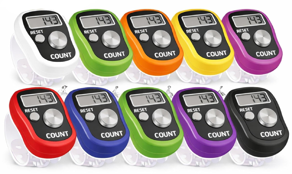 Ummah Needs Digital Finger Tally Counter Ring Pack Of 10 | Jap Mala Counter For Mantra Chanting & Meditation | Handheld Click Co