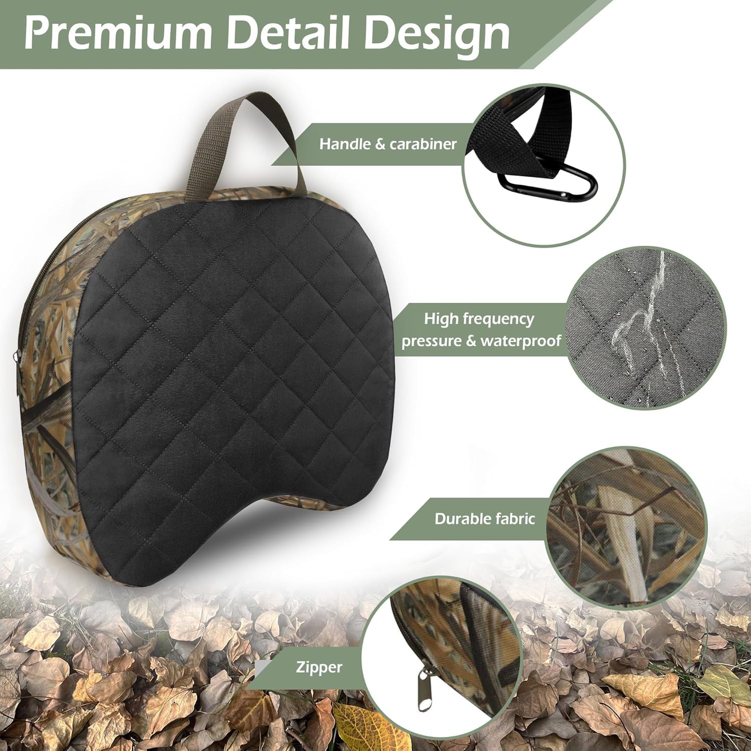 Urmona Portable Hunting Seat Cushion, 11.4 X 15.7 X 2.8In Thickening Lightweight Outdoor Cushion, Waterproof Sponge Dirty Proof