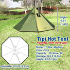 Preself 2 Person Lightweight Tipi Hot Tent Model T1 Size Medium Teepee Tents For Family Team Outdoor Backpacking Camping Hiking