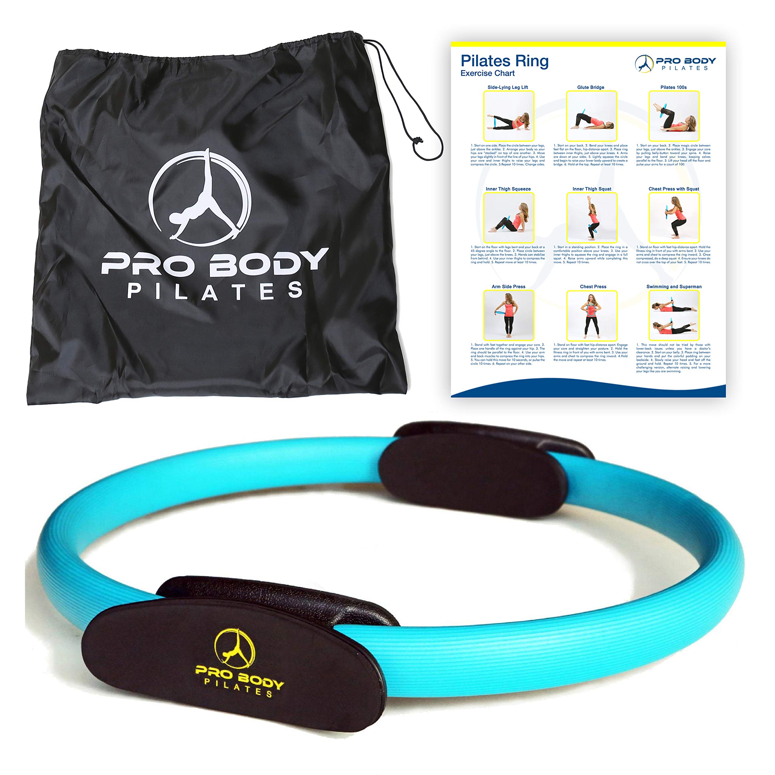 ProBody Pilates Fitness Circle - 14 Inch Pilates Ring for Yoga and Other Workouts, Focusing on Toning Inner Thighs, Arms, Core a