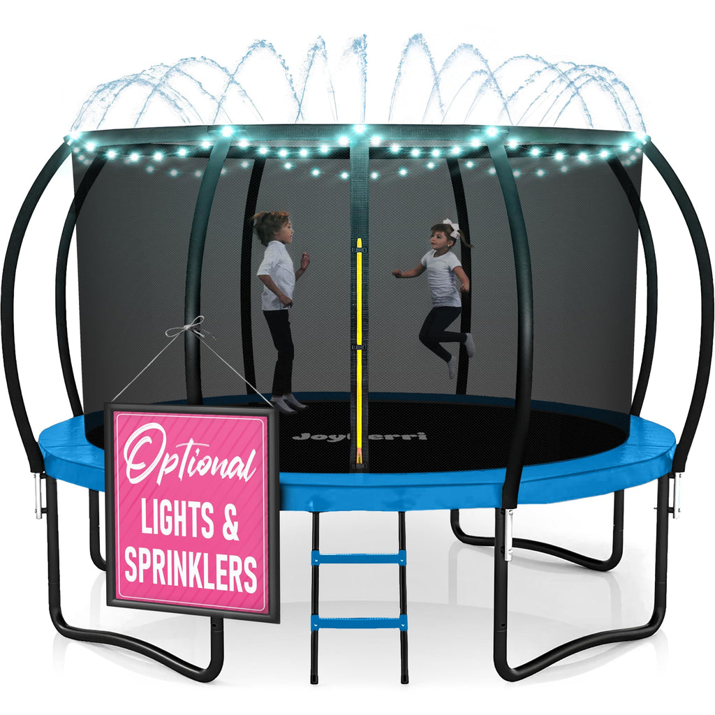 Trampoline for Kids and Adults -12Ft Trampoline with Net - with Bonus Sprinkler and LED Lights/ASTM Certified/Extra Sturdy Recre
