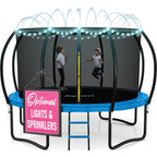 Trampoline for Kids and Adults -12Ft Trampoline with Net - with Bonus Sprinkler and LED Lights/ASTM Certified/Extra Sturdy Recre