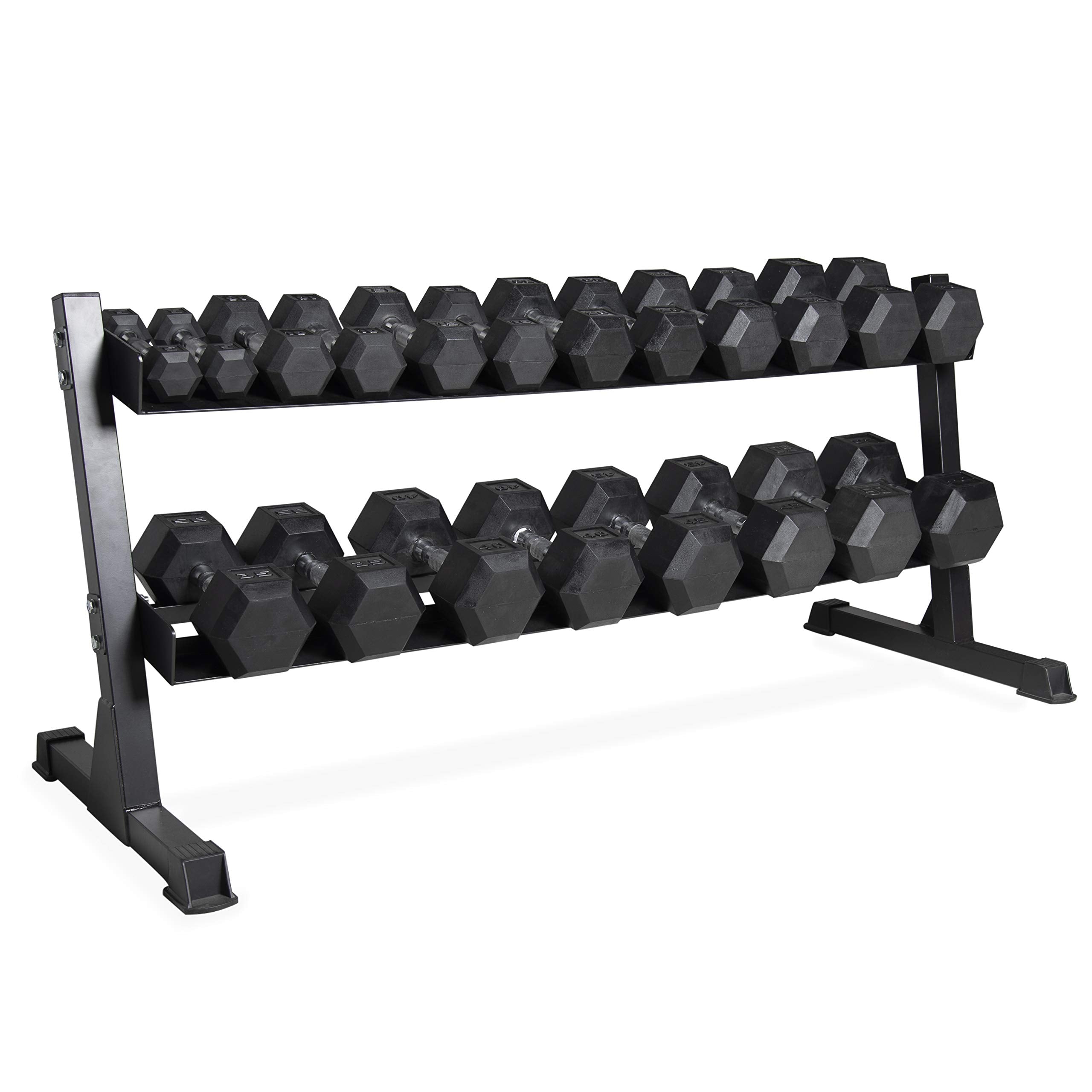 CAP 550 LB Dumbbell Set with 2-Tier Rack, Rubber Hex Weights Dumbbells Set, Home Gym Weight Set for Strength Training, Chrome Ha