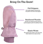 Nice Caps Kids Toddler Girls Waterproof Mittens - Thinsulate Wrap Snow Gloves Baby (Pink, 1-2 Years)