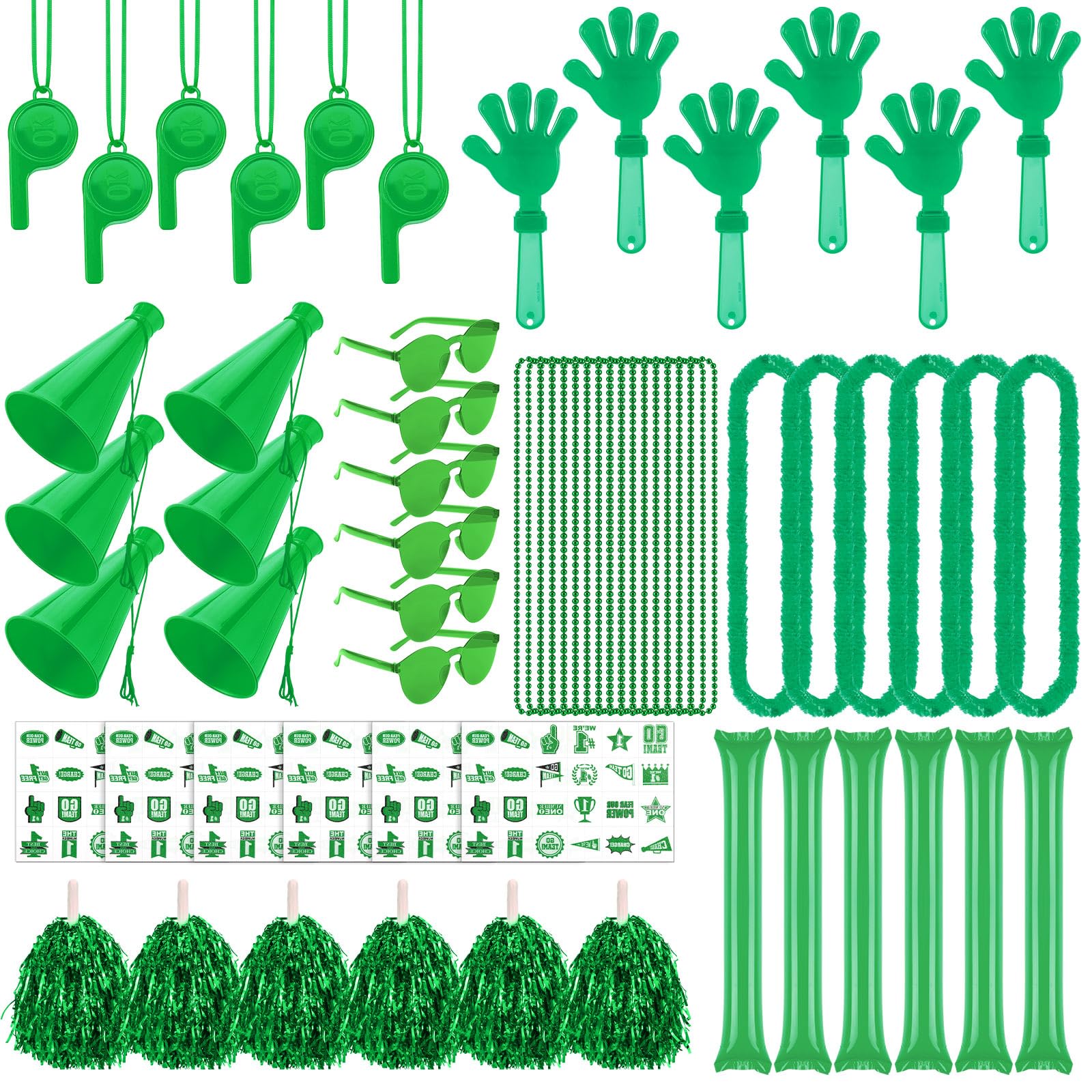Soulchen 180 Pcs Green Team Spirit Accessories Bulk Field Day Accessories Pep Rally Color War Camp Spirit Events Party Items Che