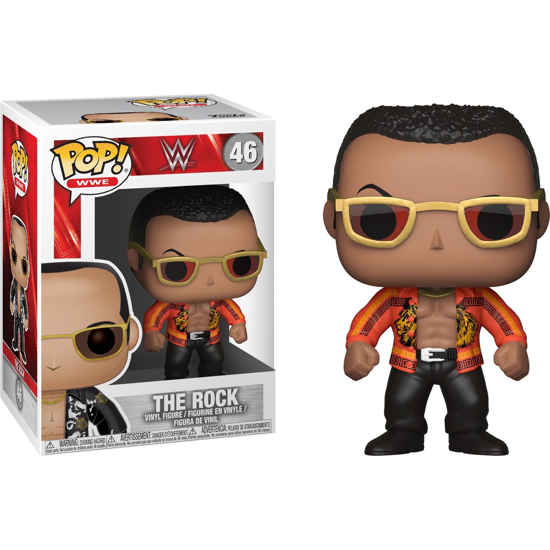 Funko The Rock - Old School: WWE x POP! WWE Vinyl Figure & 1 POP! Compatible PET Plastic Graphical Protector Bundle [#046 / 2482