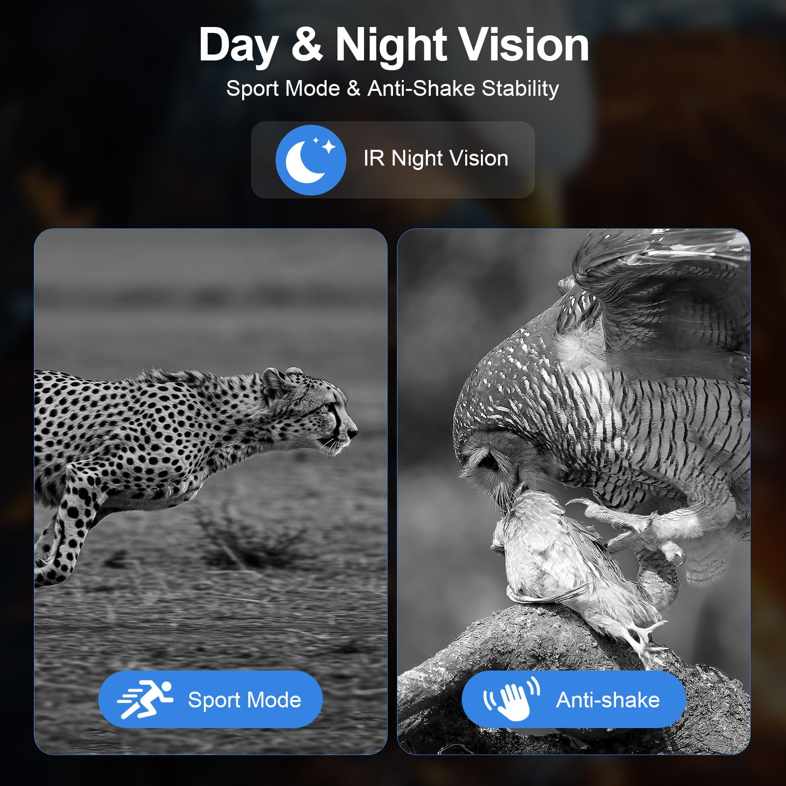 WARMTUYO Night Vision Goggles, 4K Binoculars with Camera, 3.5  HD Display and 32GB TF Card, 9 Gear Night Vision, 16X Digital Zoo