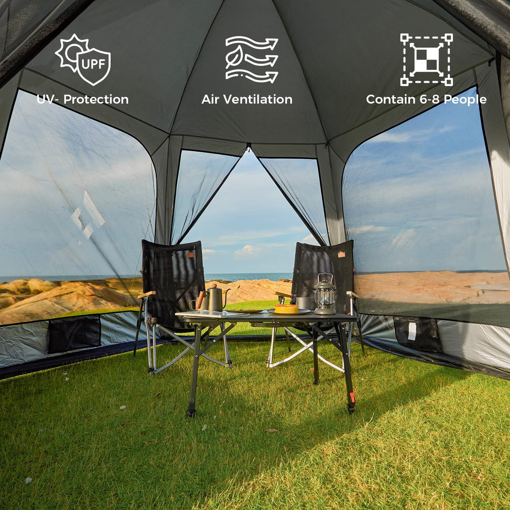 Kingcamp Screen Tent, Camping Tent For 6-8 Person 12' X 12' Portable Screen House Room With Detachable Sunshade For Camping, Gar