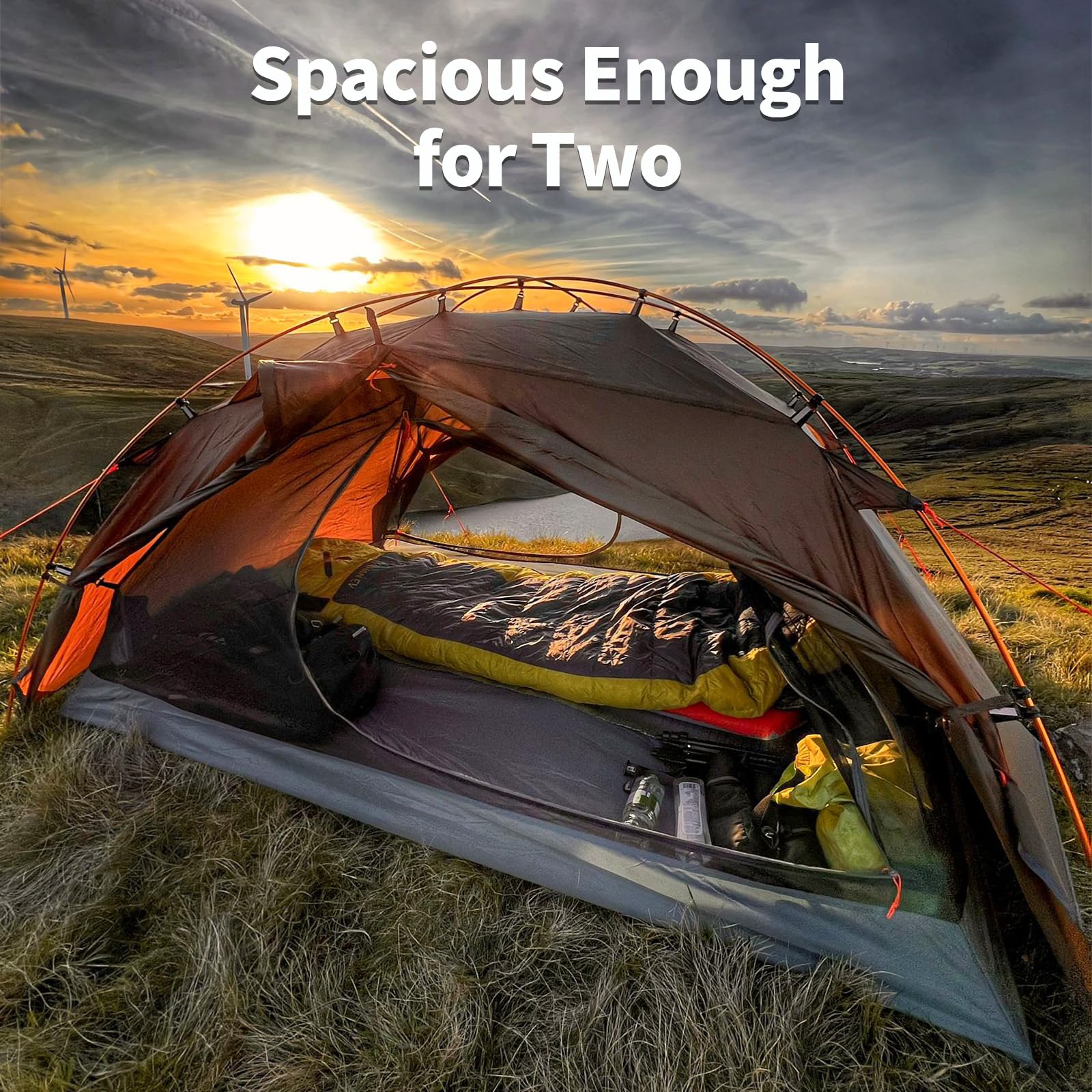 Night Cat Backpacking Tent 2 Person Lightweight Camping Tent With Foldable Pole, Lightweight Fast Setup Double Layers Waterproof