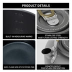 Alocs Portable Camping Cookware - Upgraded Handle, Non-Stick Camping Pan Set For Outdoor Kitchen, Picnic, Hiking And Fishing