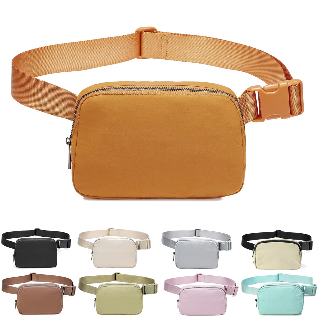 Fanny Belt Bag Waist Pack Crossbody Bags Bum Bag For Running Hiking Travel Workout Adjustable Strap For Women-Muddy Yellow