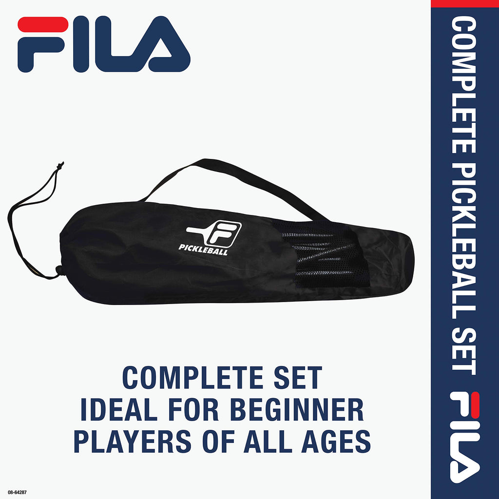Fila Accessories Pickleball Net Set - Includes Pickleball Paddles Set Of 4 With Regulation Size 4 Outdoor Balls & 10Ft All Weath