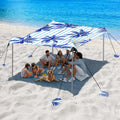 Raynesys Beach Tent Sun Shelter, 10 X 10 Ft Beach Canopy Tent Sun Shade, Upf50+ Tents Canopy With 8 Sandbags & 4 Stability Poles
