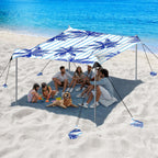 Raynesys Beach Tent Sun Shelter, 10 X 10 Ft Beach Canopy Tent Sun Shade, Upf50+ Tents Canopy With 8 Sandbags & 4 Stability Poles