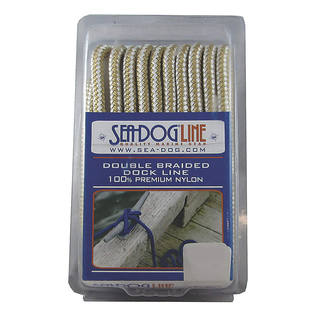 Sea Dog 302110025G/W-1 Double-Braided Nylon Dock Line, 3/8'' X 25' / Gold/White