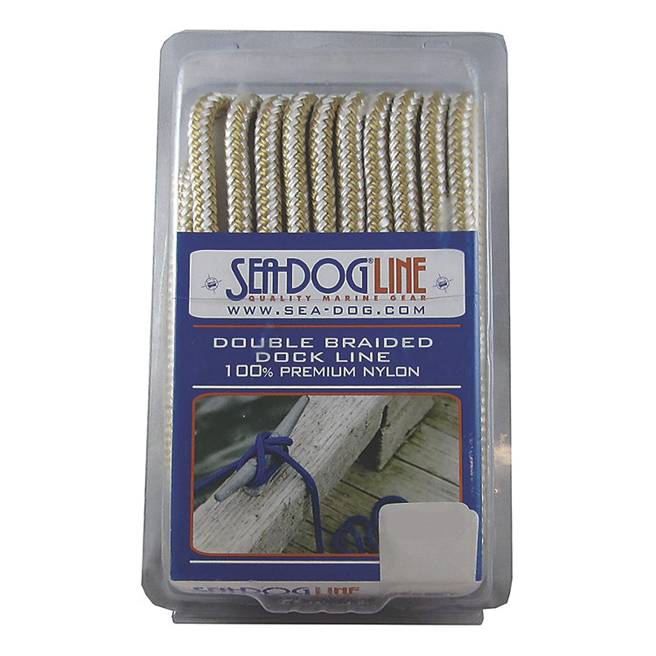 Sea Dog 302110025G/W-1 Double-Braided Nylon Dock Line, 3/8'' X 25' / Gold/White