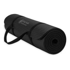 Gaiam Essentials Thick Yoga Mat Fitness & Exercise Mat With Easy-Cinch Carrier Strap, Black, 72''L X 24''W X 2/5 Inch Thick
