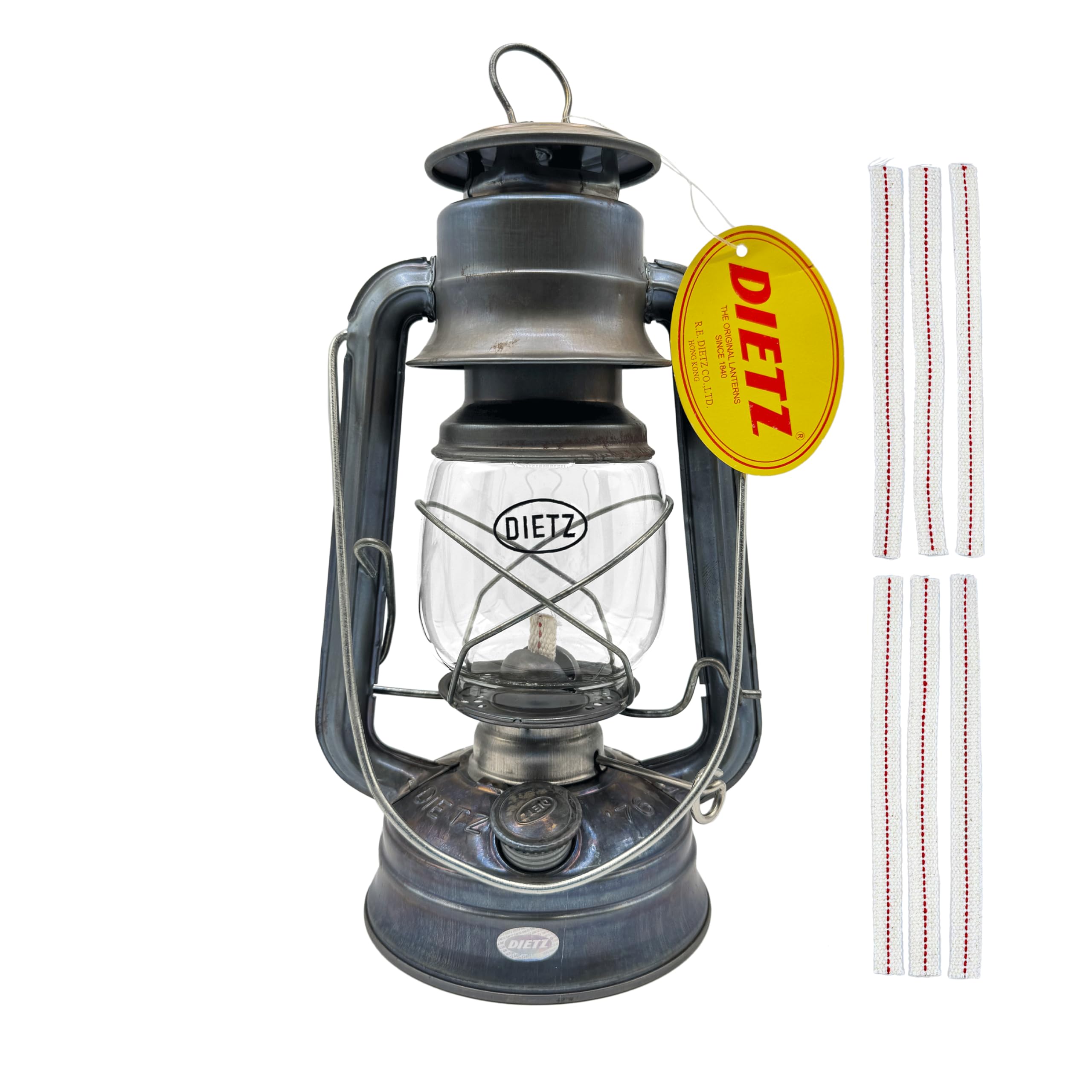 Light of Mine - Dietz #76 Original Unfinished Oil Lantern with 1/2 Replacement Wick Strips (Unfinished)