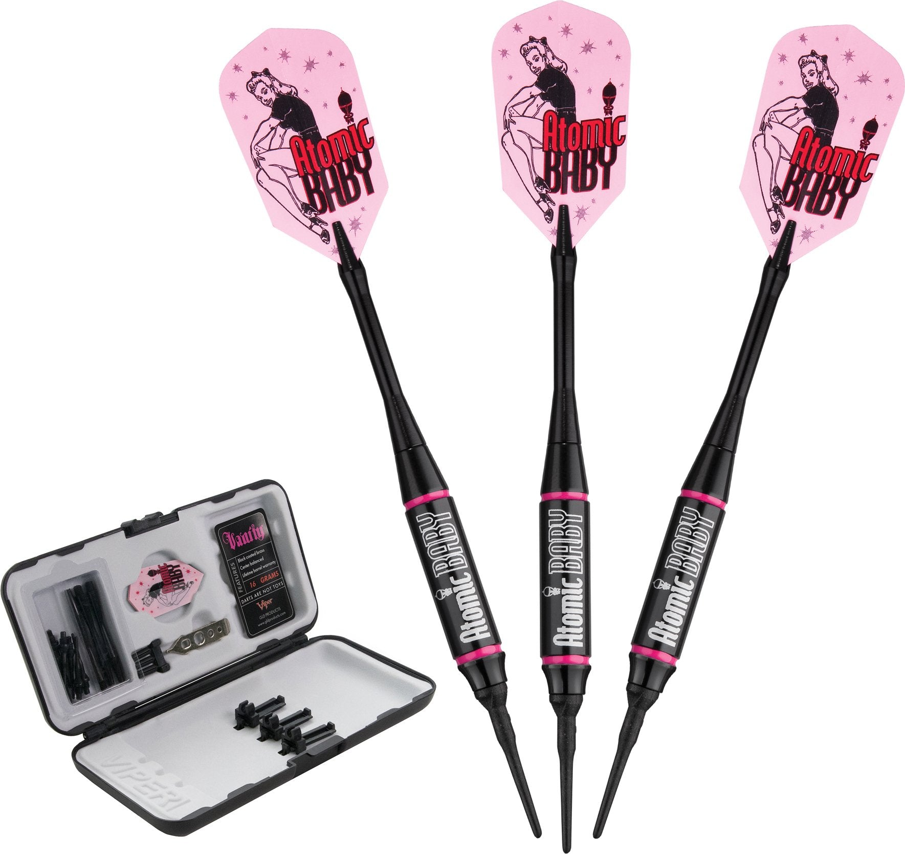 Viper Vanity Soft Tip Darts With Storage/Travel Case: Atomic Baby, 16 Grams