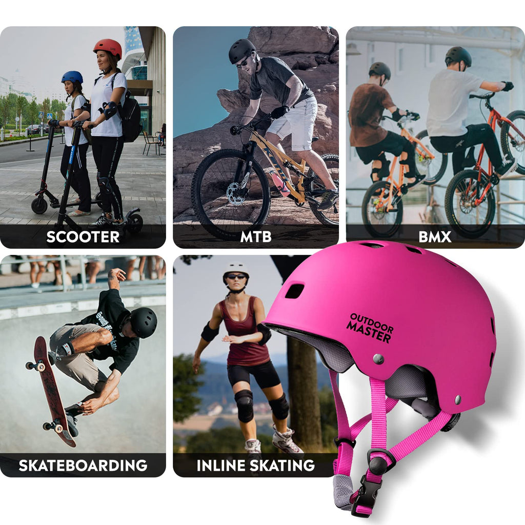 OutdoorMaster Skateboard Cycling Helmet - Two Removable Liners Ventilation Multi-Sport Scooter Roller Skate Inline Skating for K