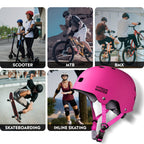 OutdoorMaster Skateboard Cycling Helmet - Two Removable Liners Ventilation Multi-Sport Scooter Roller Skate Inline Skating for K