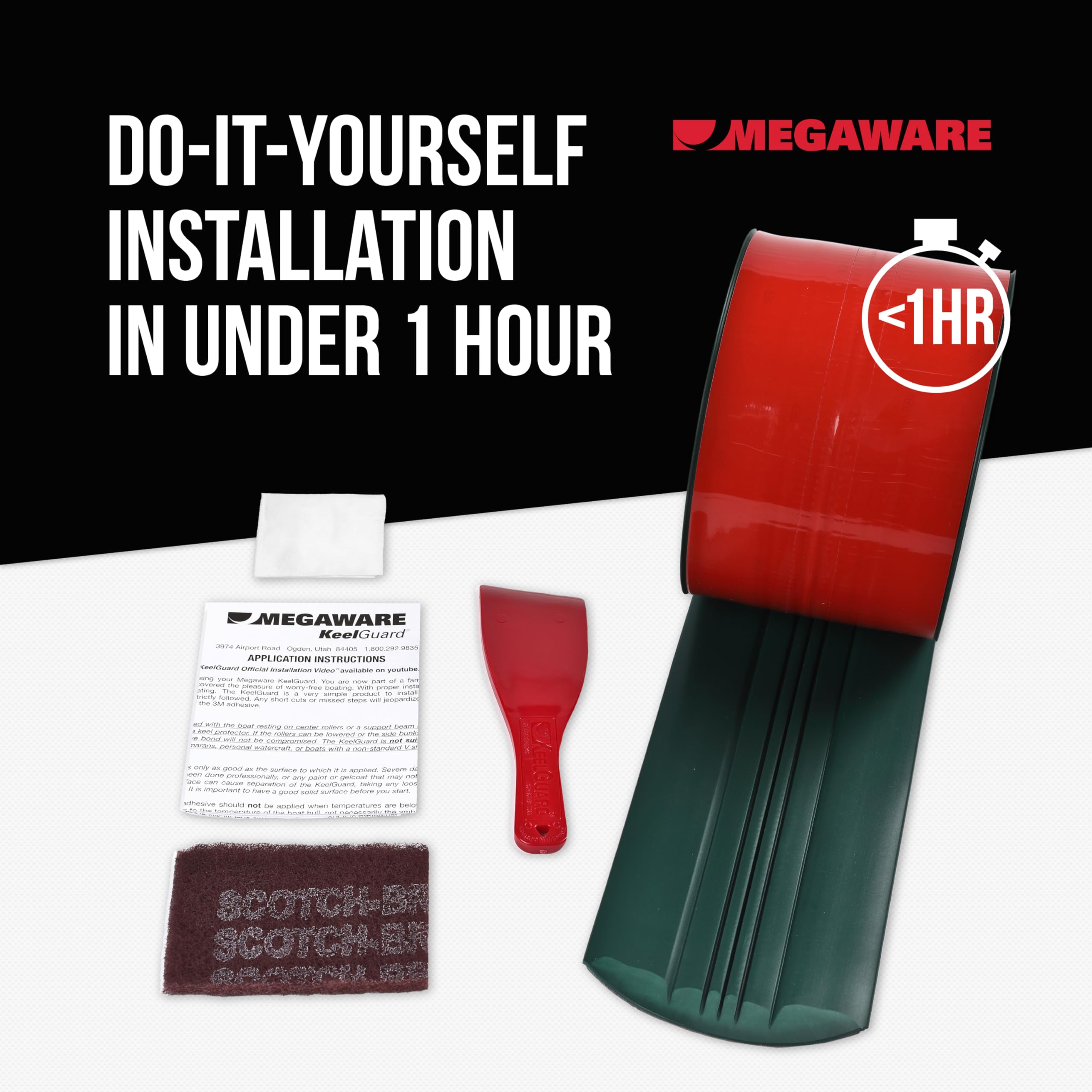 Megaware Keelguard Boat Keel And Hull Protector, 5-Feet (For Boats Up To 16Ft), Hunter Green