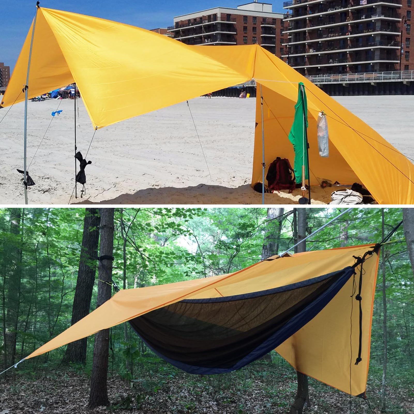 Azarxis Tent Tarp Waterproof Camping Tarpaulin Groundsheet Footprint For Hiking Backpacking (L, Orange)