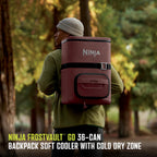 Ninja | Backpack Cooler | Frostvault Go 36 Can Soft Cooler | Leakproof Zipper With Built In Can Opener, 2 Ice Packs & Dry Storag