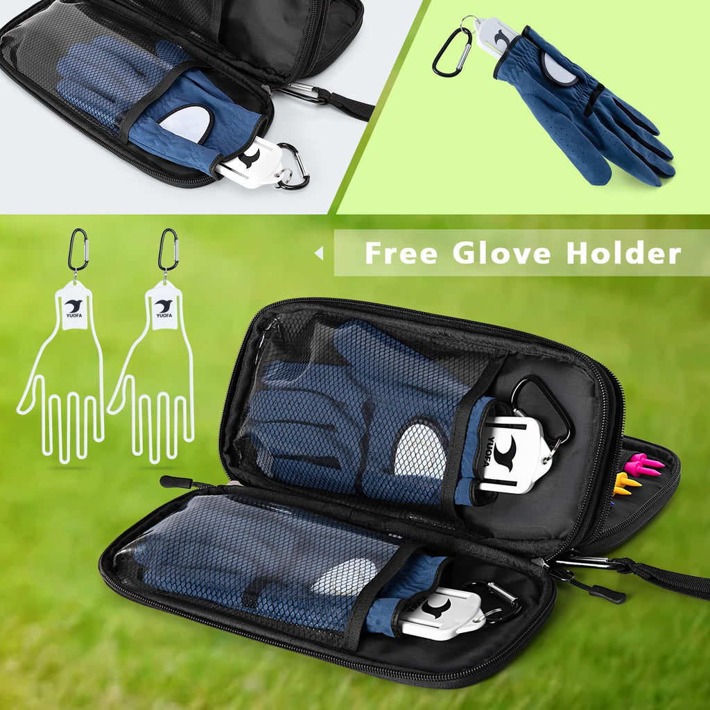 Goburos Golf Glove Holder, Golf Glove Case With A Pair Of Golf Gloves Stretcher With Hook, Protective Golf Accessory Case For Te